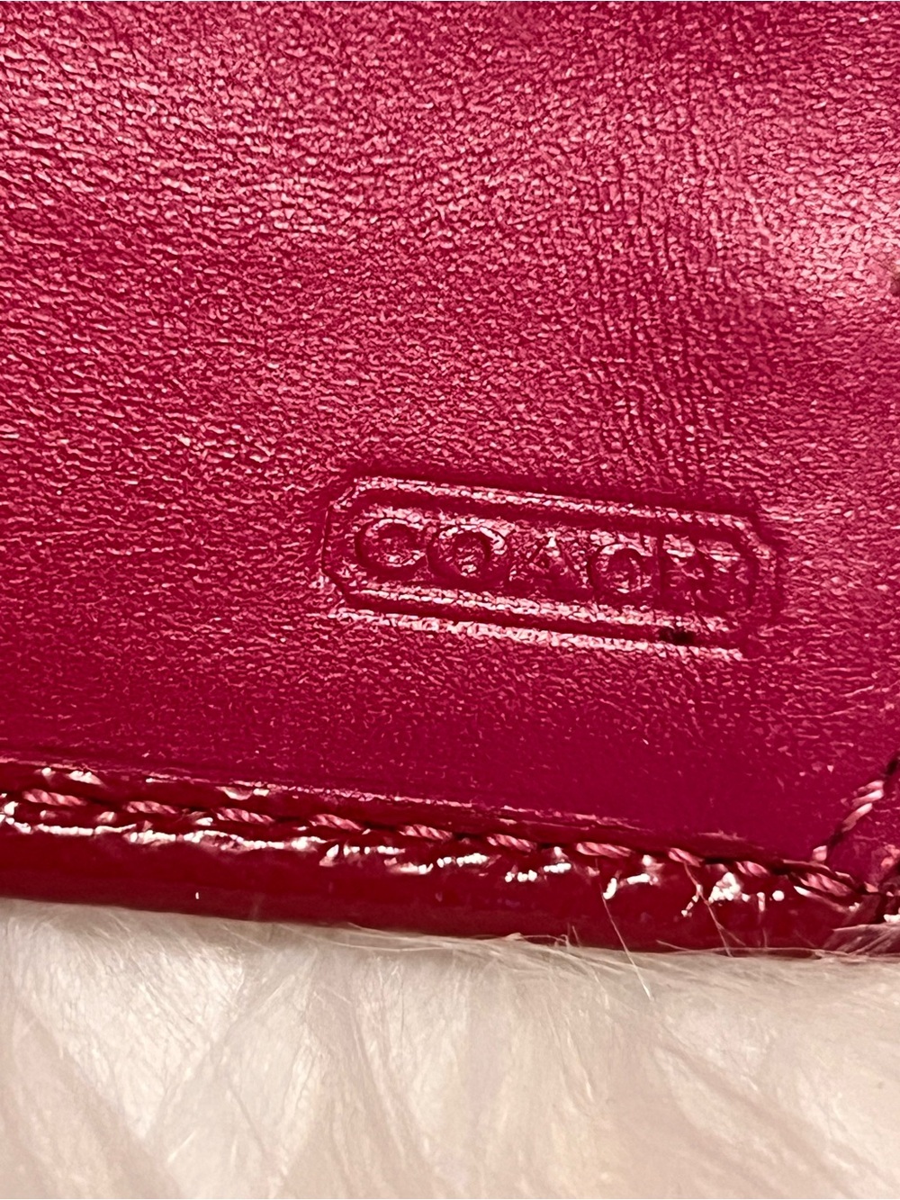 Coach Beige Signature Canvas Wallet with Red Trim and Turn-Lock - Picture 6 of 10